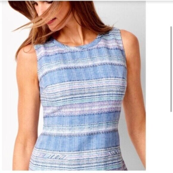 Talbots Blue Tweed Striped Sheath Dress - Picture 7 of 7